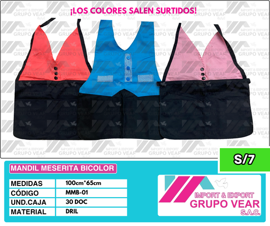 MANDIL MESERITA BICOLOR (30 DOC)