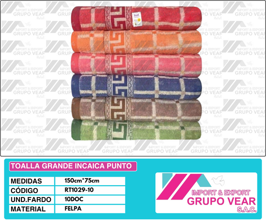 TOALLA GRANDE INCAICA PUNTO (10 DOC)