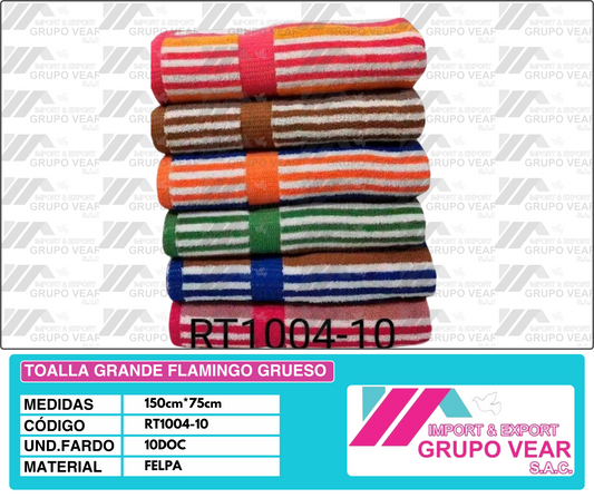 TOALLA GRANDE FLAMINGO GRUESO (10 DOC)