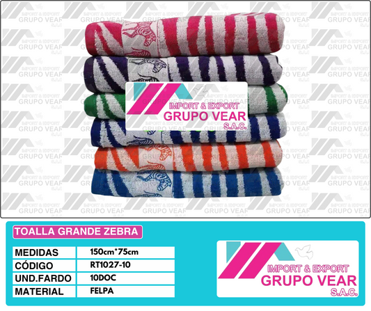 TOALLA GRANDE ZEBRA (10 DOC)