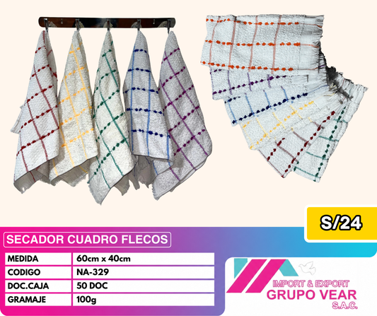 SECADOR CUADRO FLECOS (50 DOCENAS)