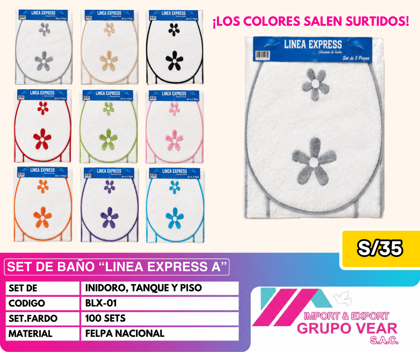 SET DE BAÑO "LINEA EXPRESS A" (100 SETS)