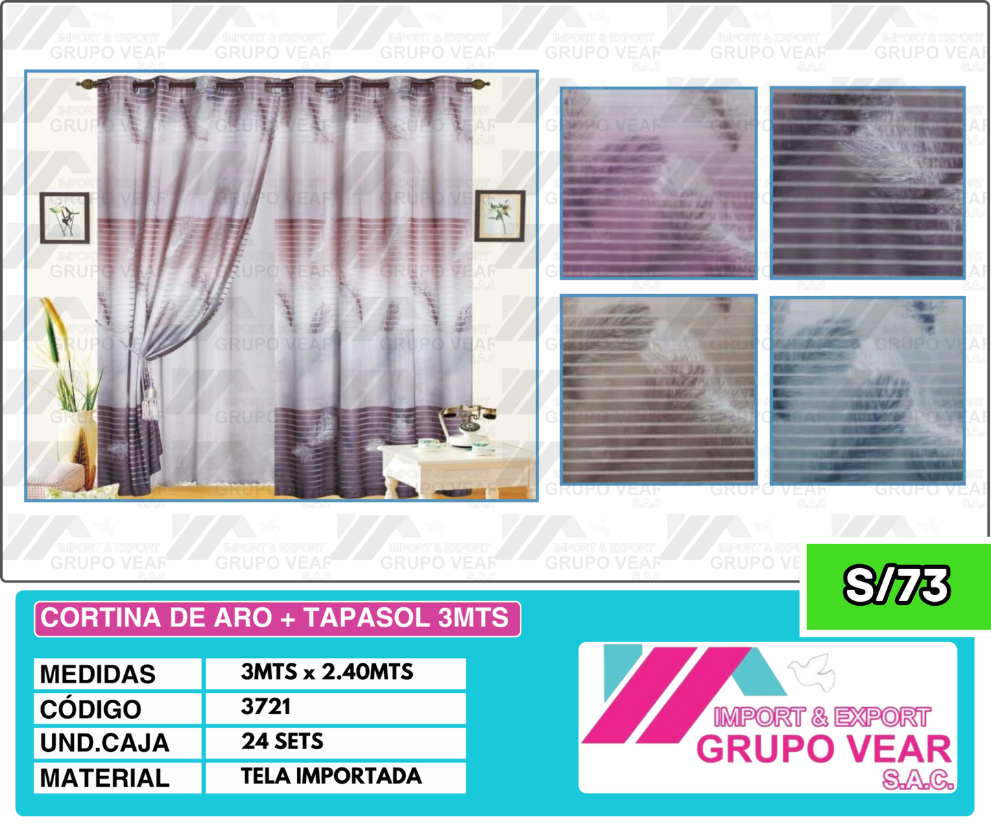 CORTINA DE ARO + TAPASOL 3MTS (24 SETS)