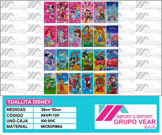 TOALLITA DISNEY (100 DOCENAS)
