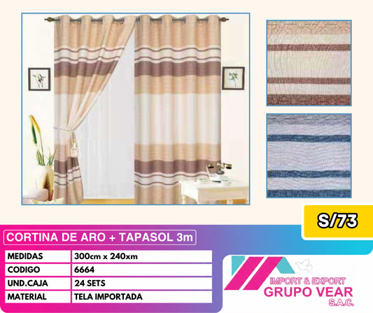 CORTINA DE ARO + TAPASOL 3MTS (24 SETS)