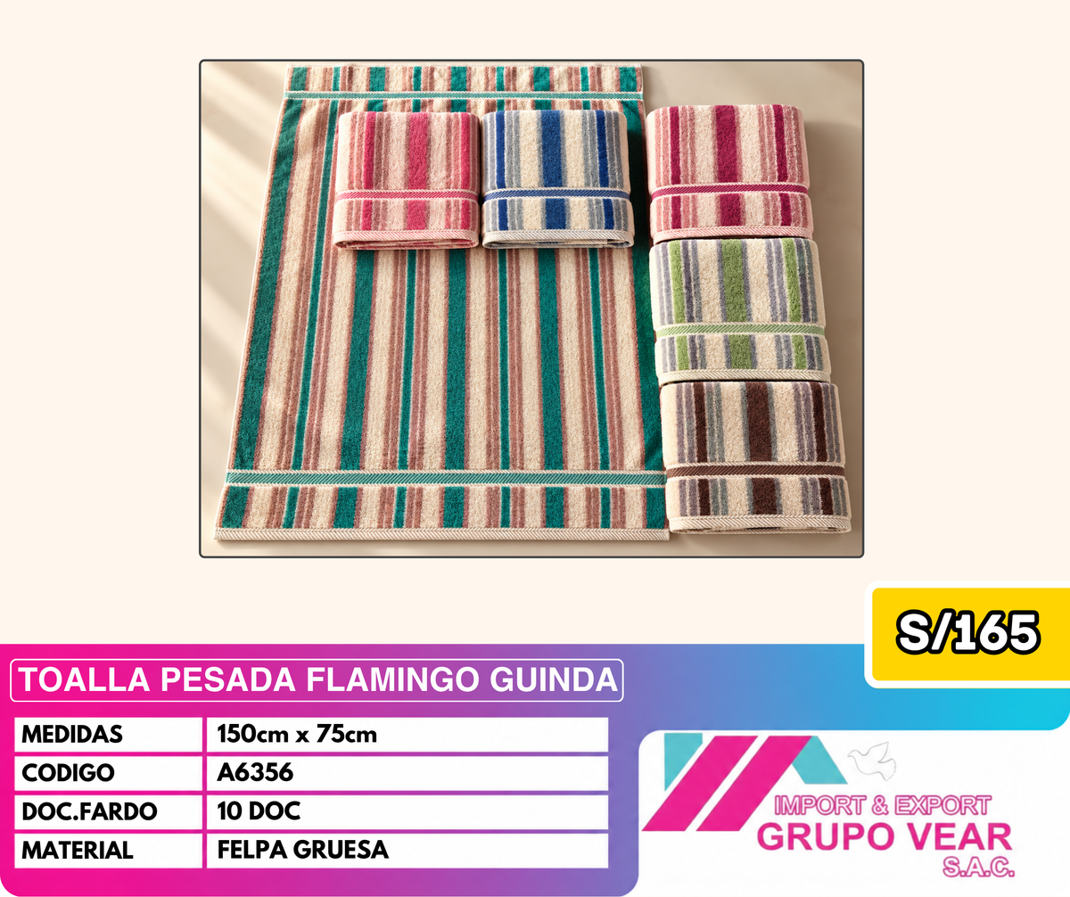 TOALLA PESADA FLAMINGO GUINDA (10 DOC)