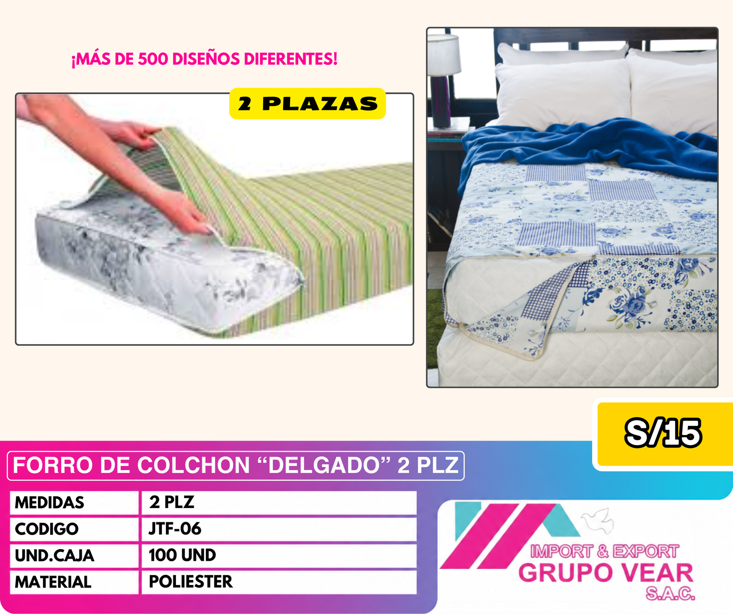 FORRO DE COLCHON “DELGADO” 2 PLAZAS (100 UND)