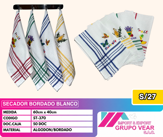SECADOR BORDADO BLANCO (50 DOCENAS)