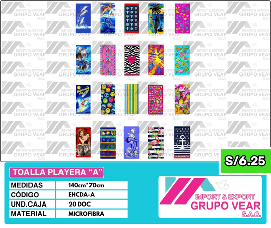 TOALLA PLAYERA MICROFIBRA (20 DOCENAS)