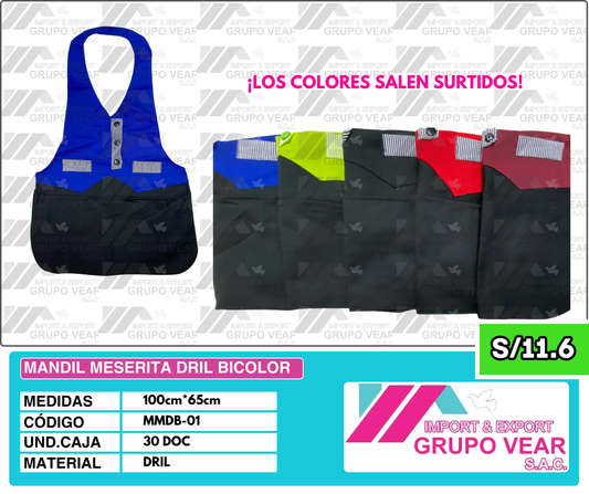MANDIL MESERITA DRIL BICOLOR (30 DOC)