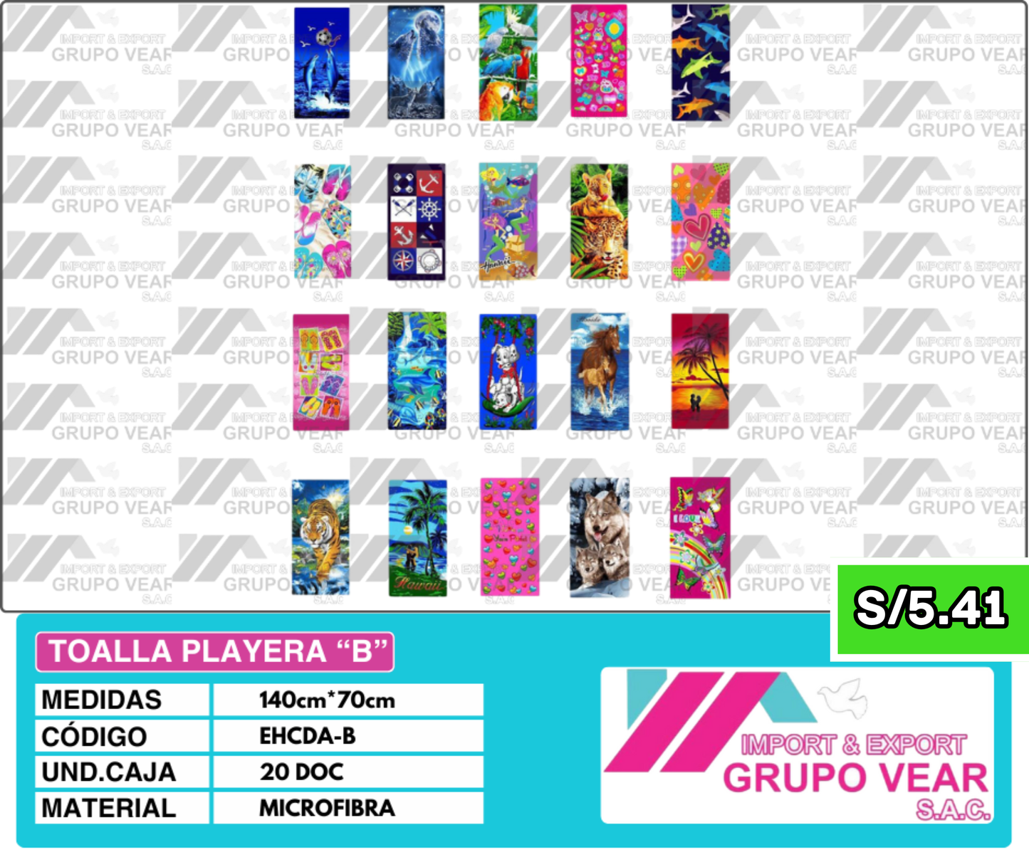 TOALLA PLAYERA MICROFIBRA (20 DOCENAS)