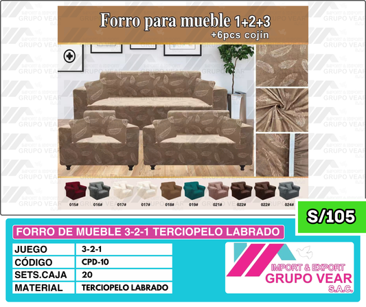 FORRO DE MUEBLE 3-2-1 TERCIOPELO LABRADO (20SETS)