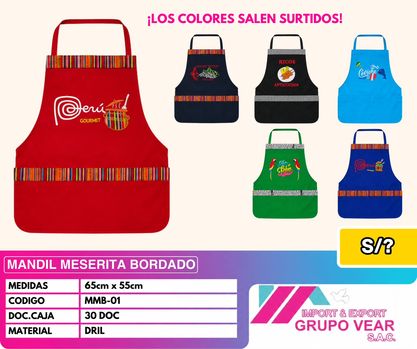 MANDIL MESERITA BORDADO (30 DOC)