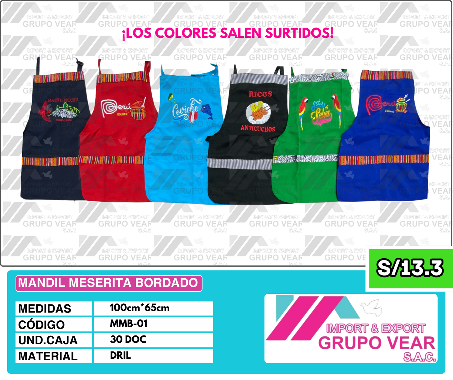 MANDIL MESERITA BORDADO (30 DOC)