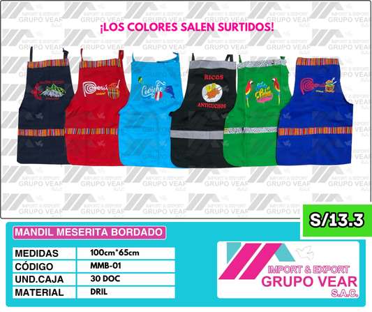 MANDIL MESERITA BORDADO (30 DOC)