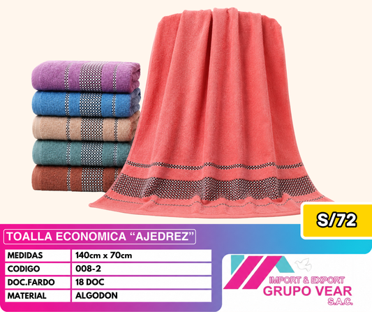 TOALLA ECONOMICA AJEDREZ (18DOC)