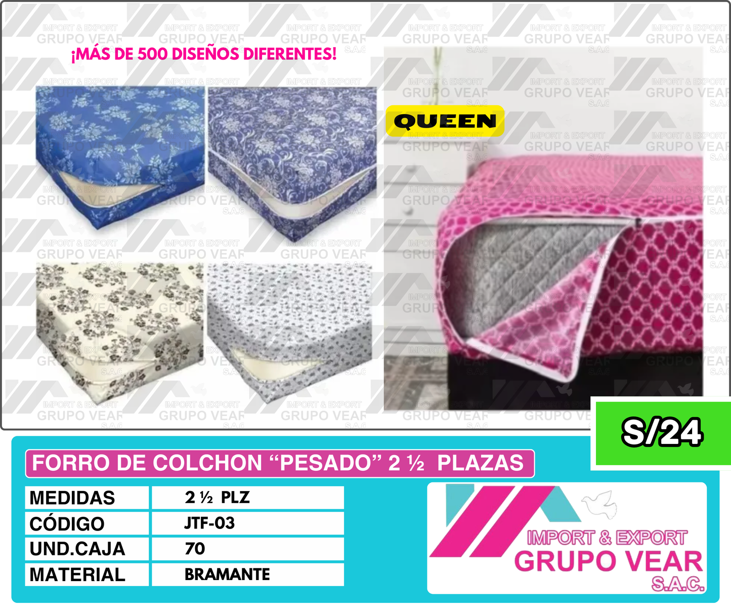 FORRO DE COLCHON “PESADO” 2 ½  PLAZAS (70 UND)