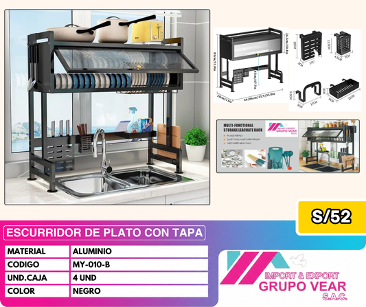 ESCURRIDOR DE COCINA 85CM CON TAPA (4 UNIDADES)