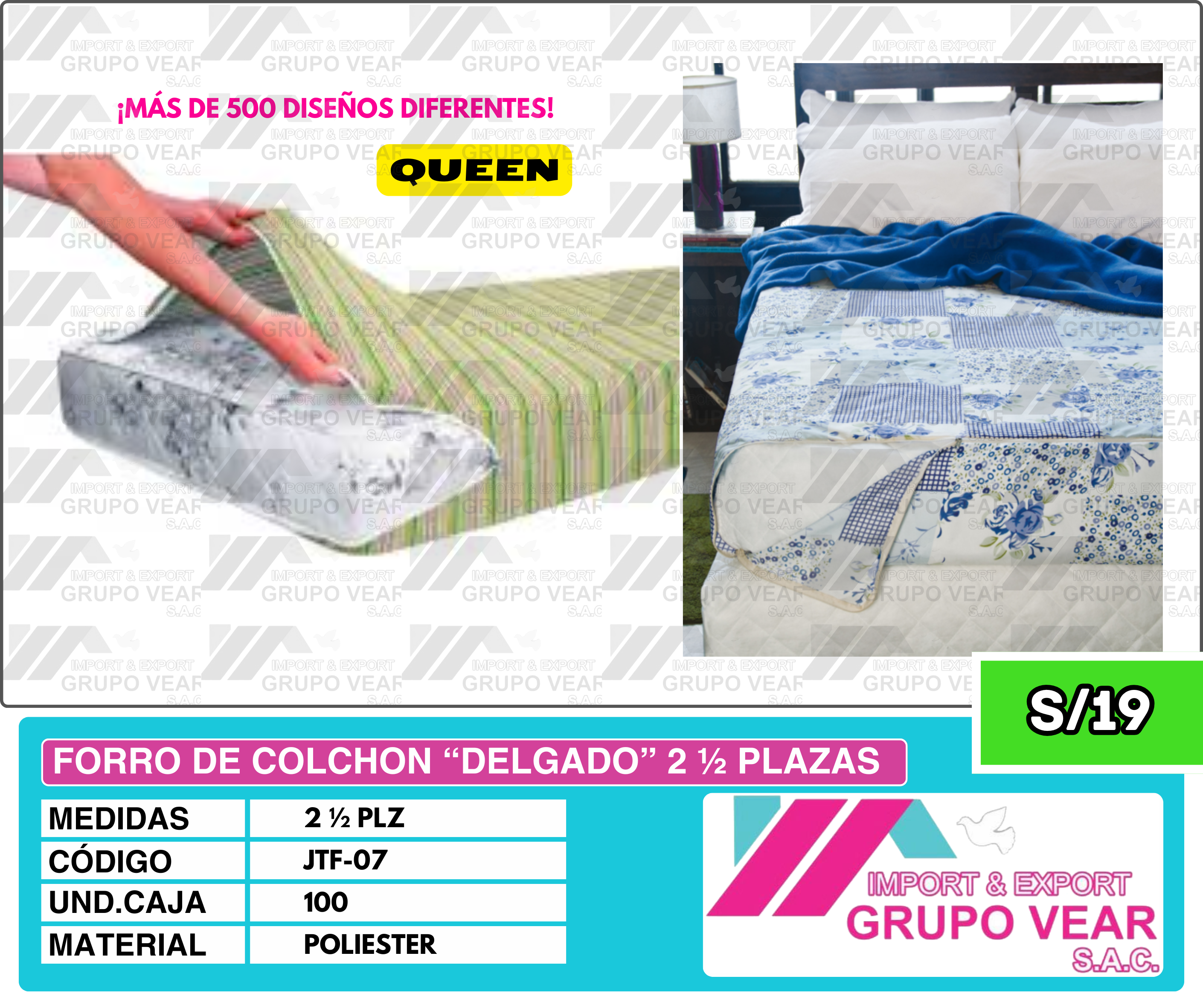 FORRO DE COLCHON “DELGADO” 2 ½ PLAZAS (100 UND)