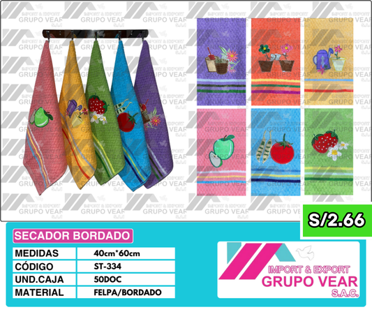 SECADOR BORDADO (50 DOCENAS)