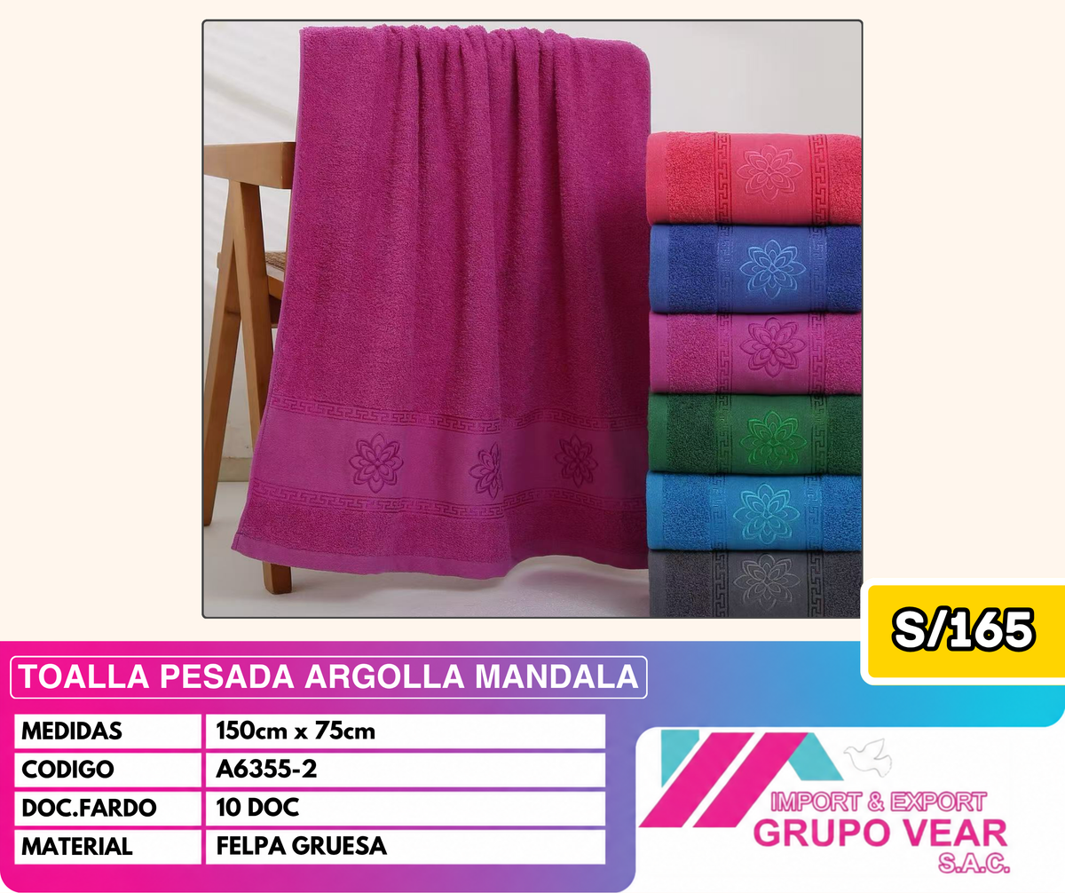 TOALLA PESADA ARGOLLA MANDALA (10 DOC)