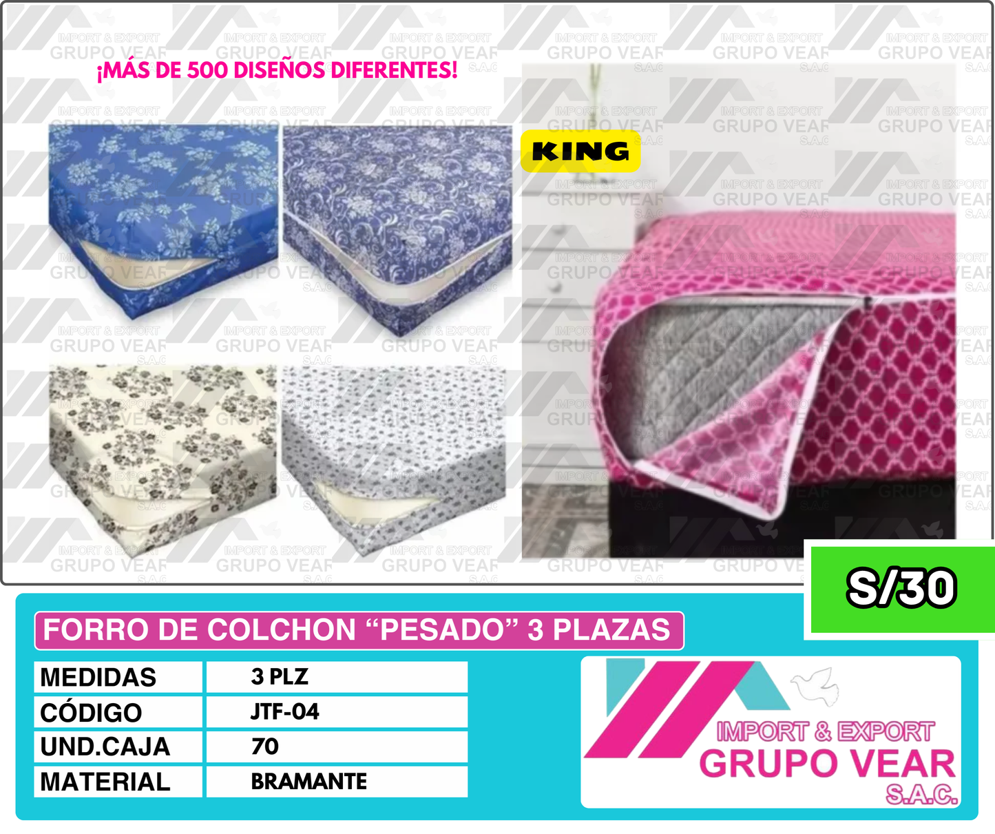 FORRO DE COLCHON “PESADO” 3 PLAZAS (70 UND)