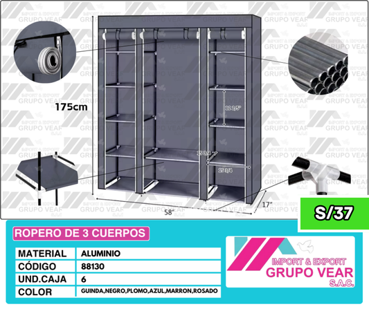 ROPERO DE 3 CUERPOS (6 UNIDADES)