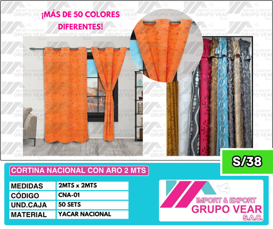 CORTINA NACIONAL CON ARO 2 MTS