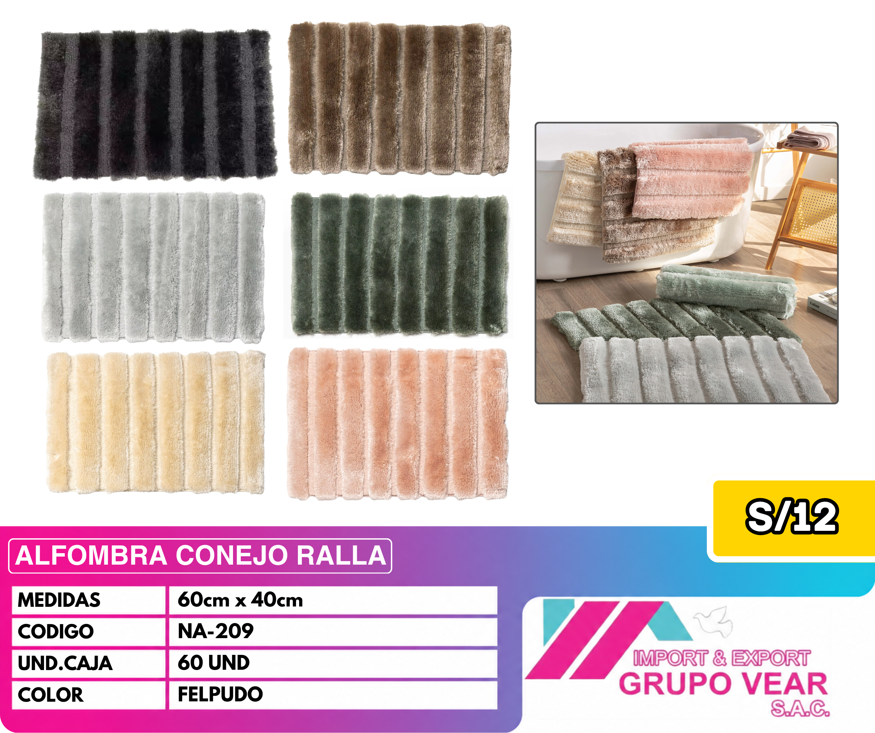 ALFOMBRA CONEJO RALLA 60X40 (60 UNIDADES)