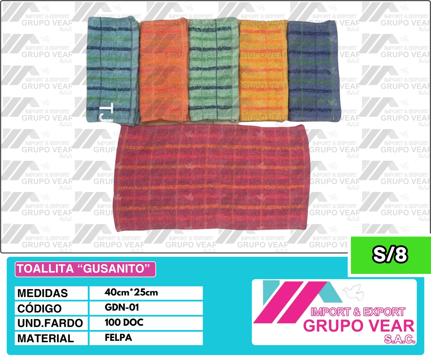 TOALLITA "GUSANITO" (100 DOC)