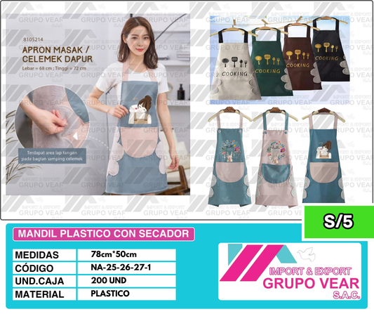 MANDIL PLASTICO CON SECADOR (200 UND)