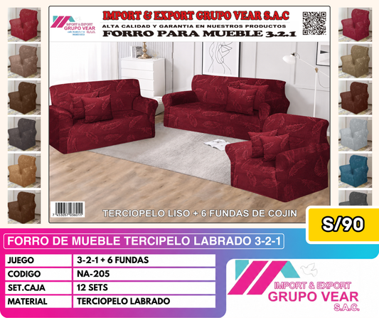 FORRO DE MUEBLE TERCIOPELO LABRADO 3-2-1 (12 SETS)