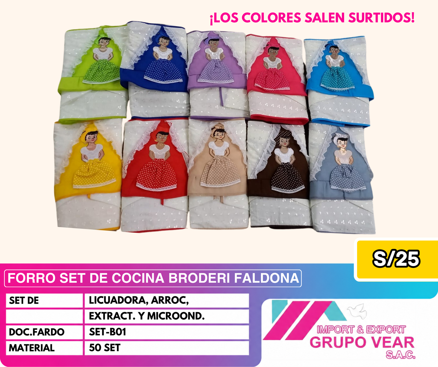 FORRO SET DE COCINA BRODERI FALDONA (50 SETS)