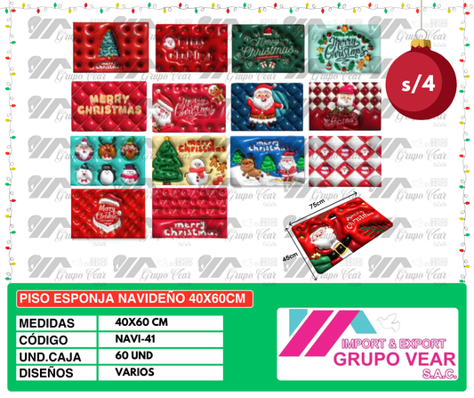 PISO ESPONJA NAVIDEÑO 40X60CM