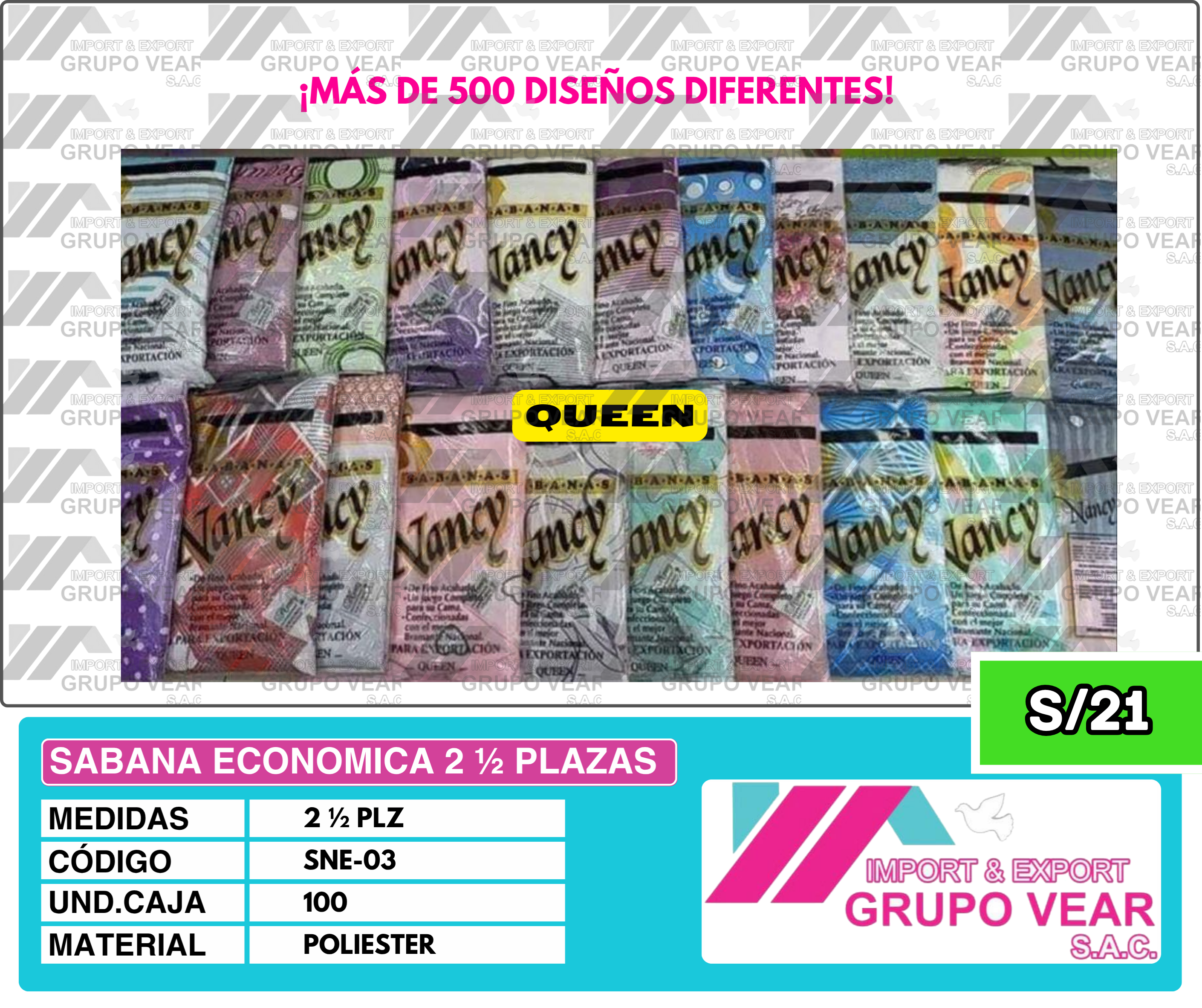 SABANA ECONOMICA 2 ½ PLAZAS (100 UND)