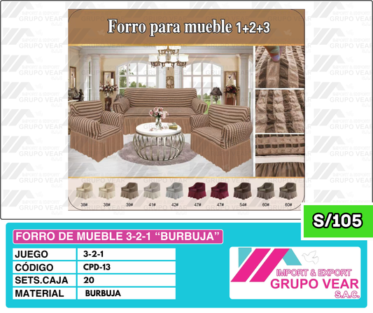 FORRO DE MUEBLE 3-2-1 "BURBUJA" (20SETS)