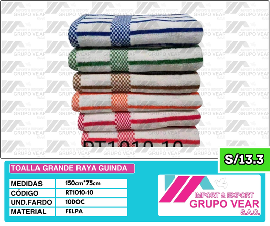 TOALLA GRANDE RAYA GUINDA (10 DOC)