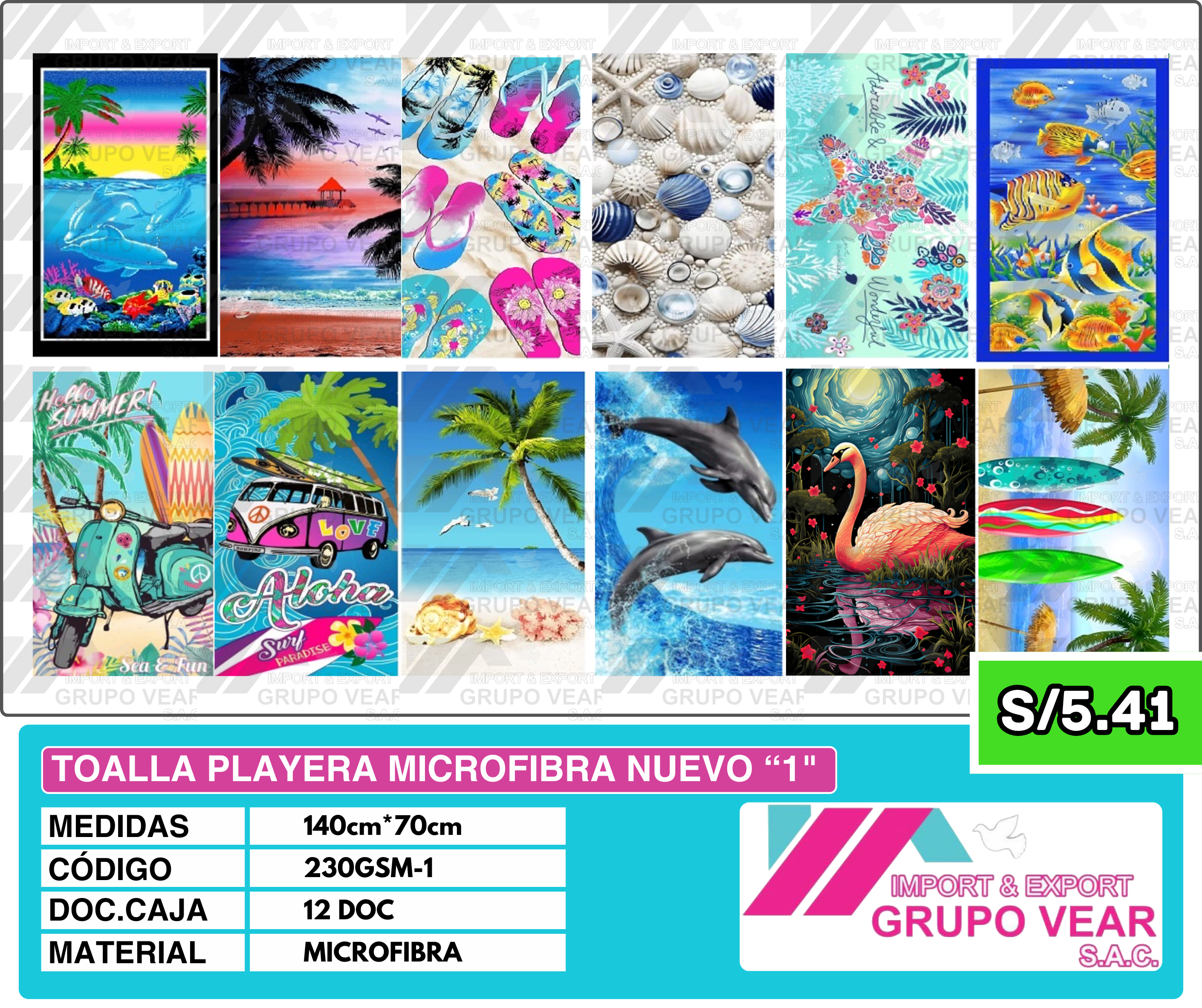 TOALLA PLAYERA MICROFIBRA NUEVO "1" (12 DOC)