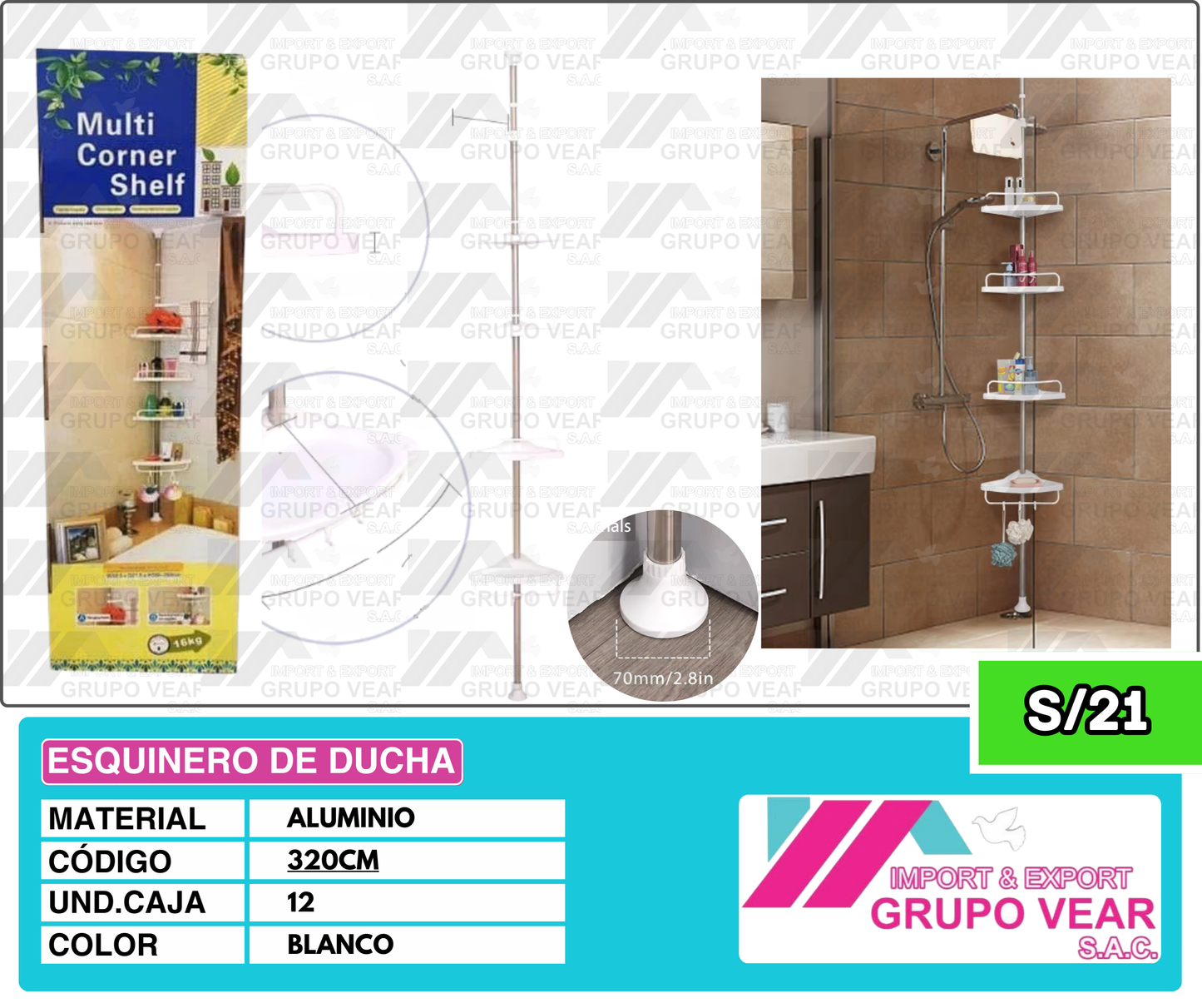 ESQUINERO DE DUCHA (12 UNIDADES)