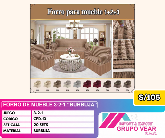 FORRO DE MUEBLE 3-2-1 "BURBUJA" (20SETS)
