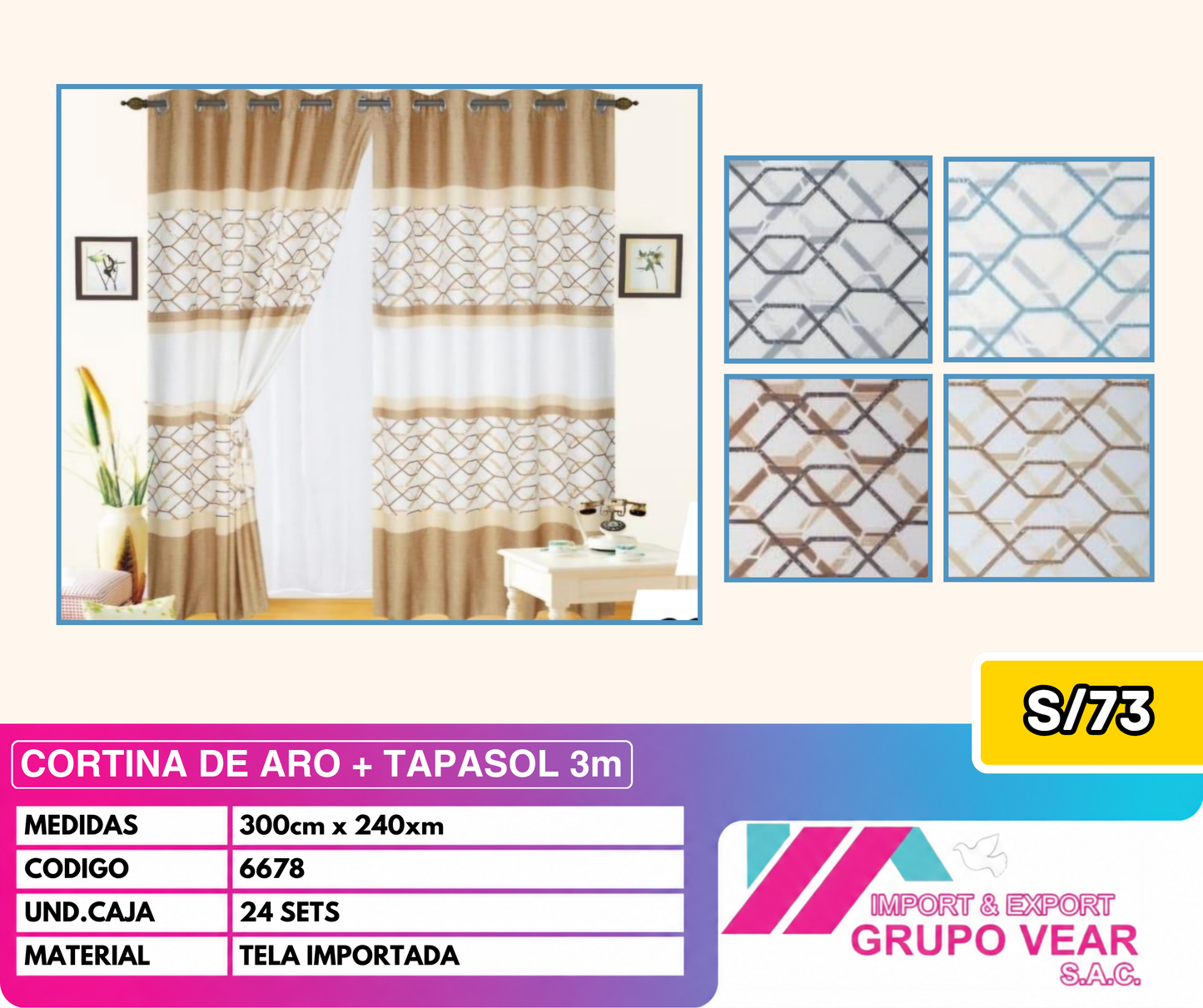 CORTINA DE ARO + TAPASOL 3MTS (24 SETS)