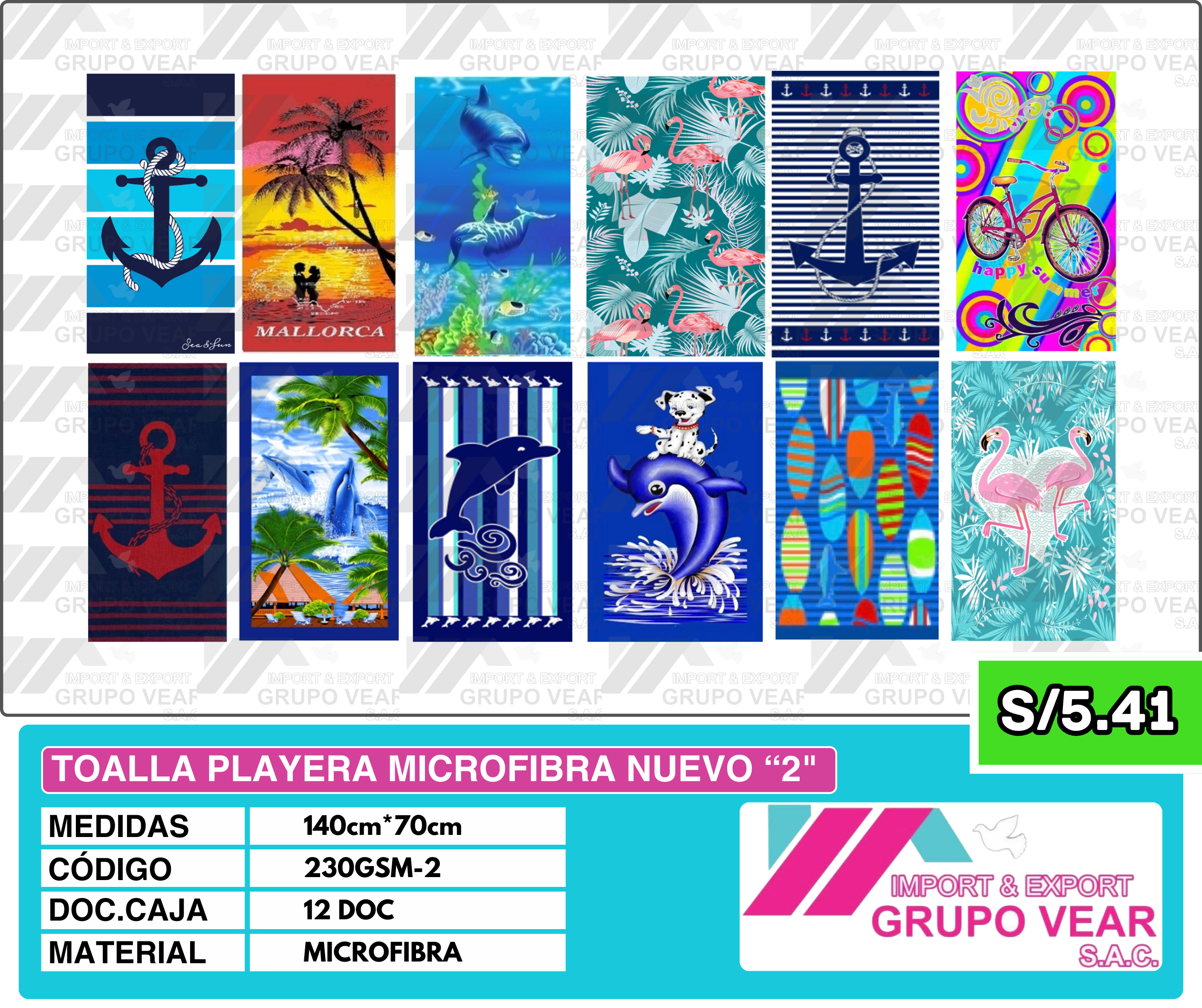 TOALLA PLAYERA MICROFIBRA NUEVO "2" (12DOC)
