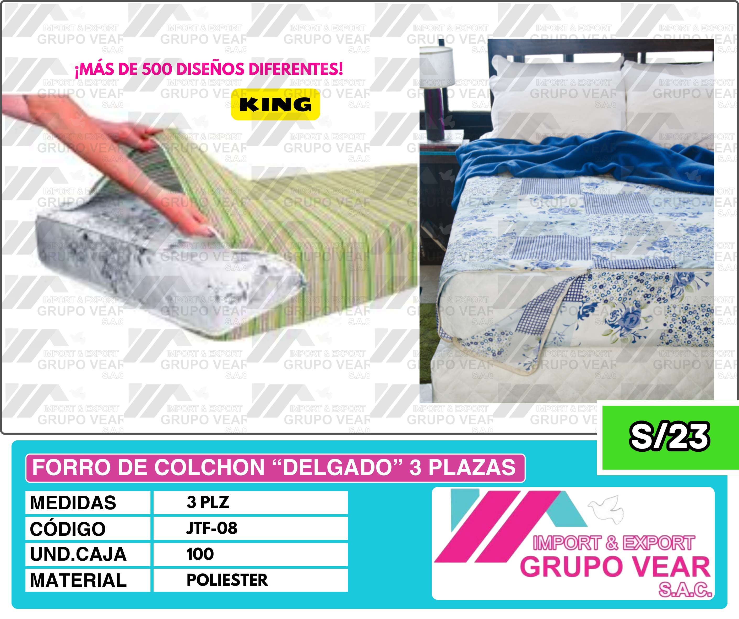 FORRO DE COLCHON “DELGADO” 3 PLAZAS (100 UND)