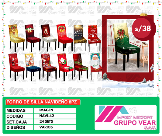 FORRO DE SILLA NAVIDEÑO 8PZ