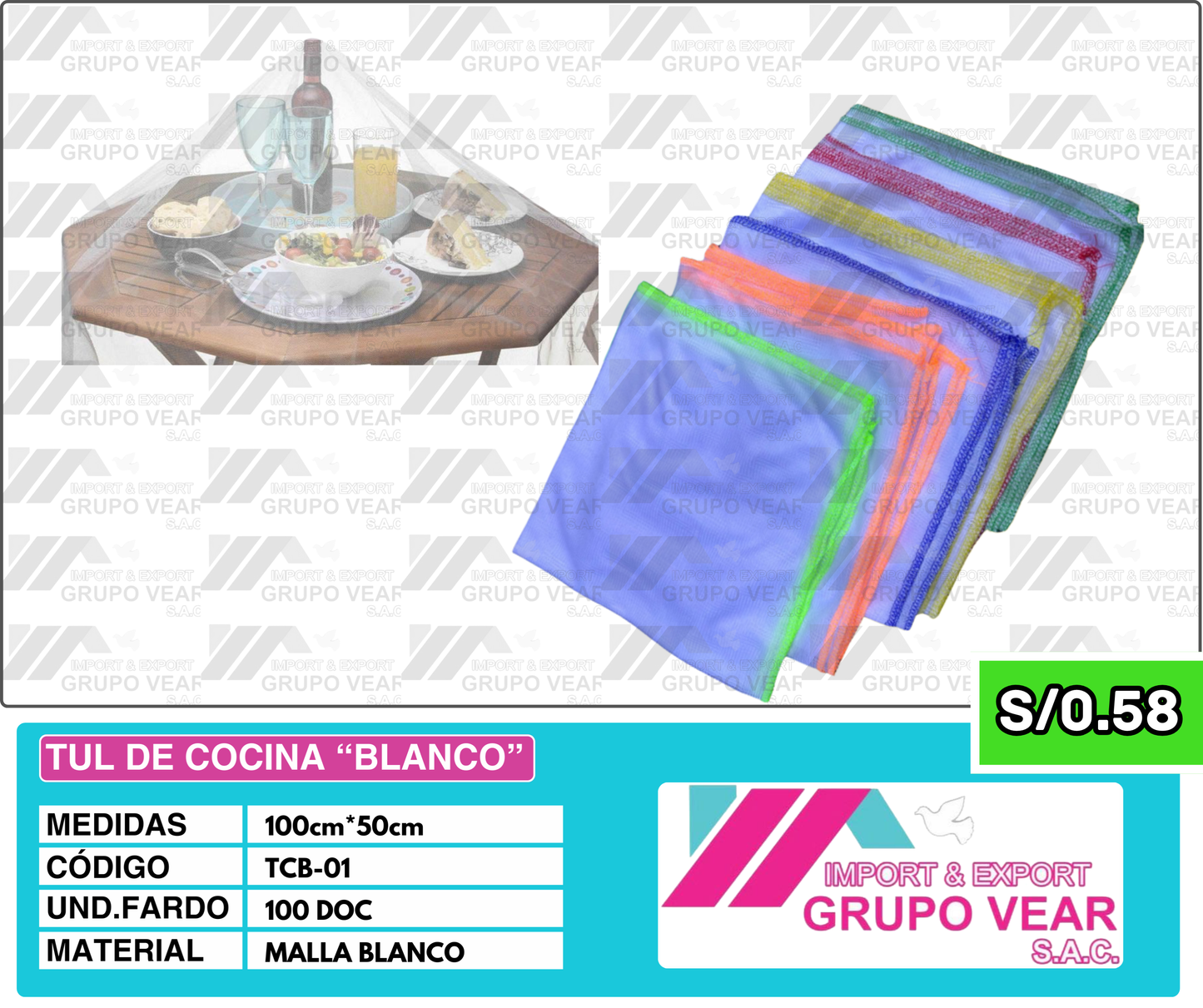 TUL DE COCINA “BLANCO” (100 DOC)