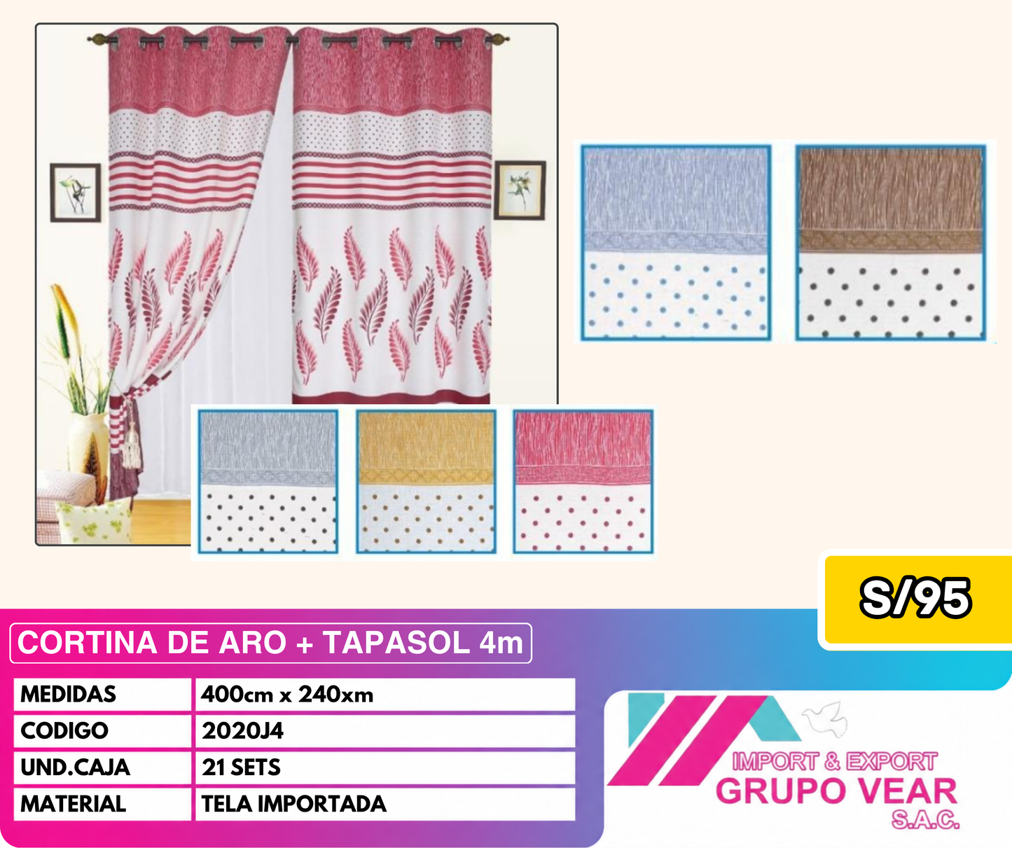 CORTINA DE ARO + TAPASOL 4MTS (21 SETS)