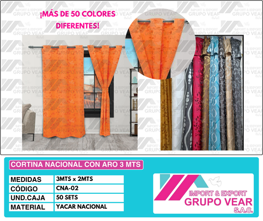 CORTINA NACIONAL CON ARO 3 MTS