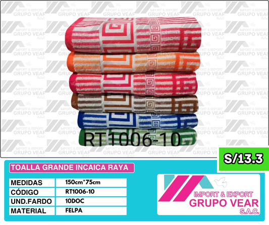 TOALLA GRANDE INCAICA RAYA (10 DOC)