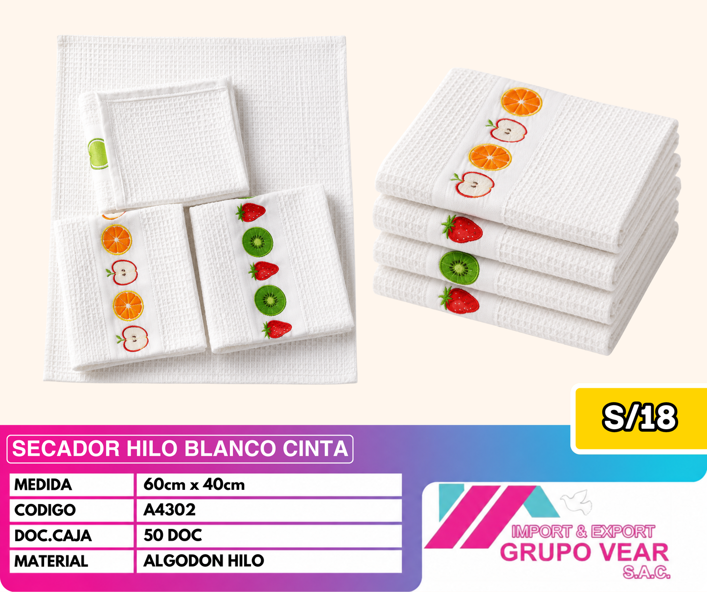 SECADOR HILO BLANCO CINTA (50DOC)