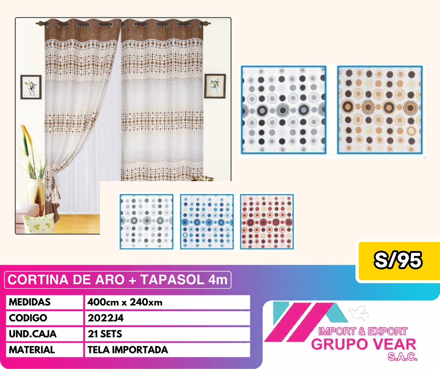 CORTINA DE ARO + TAPASOL 4MTS (21 SETS)